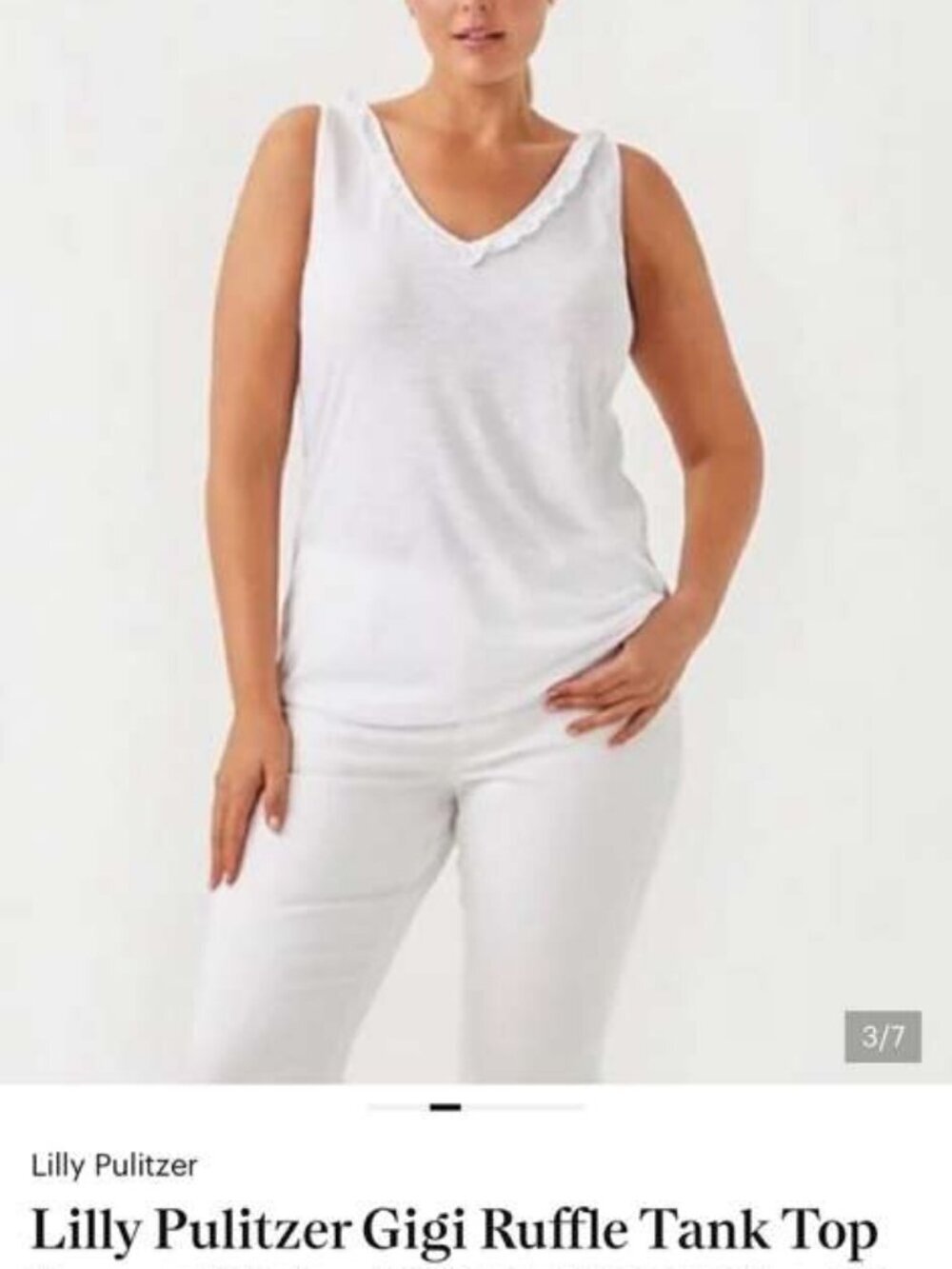 Lilly Pulitzer Gigi Ruffle Tank White Cotton Sleeveless Top Size L - Picture 3 of 9